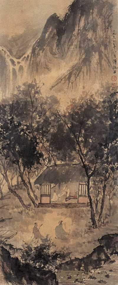 傅抱石 1962年作 山水 立轴 85×35cm